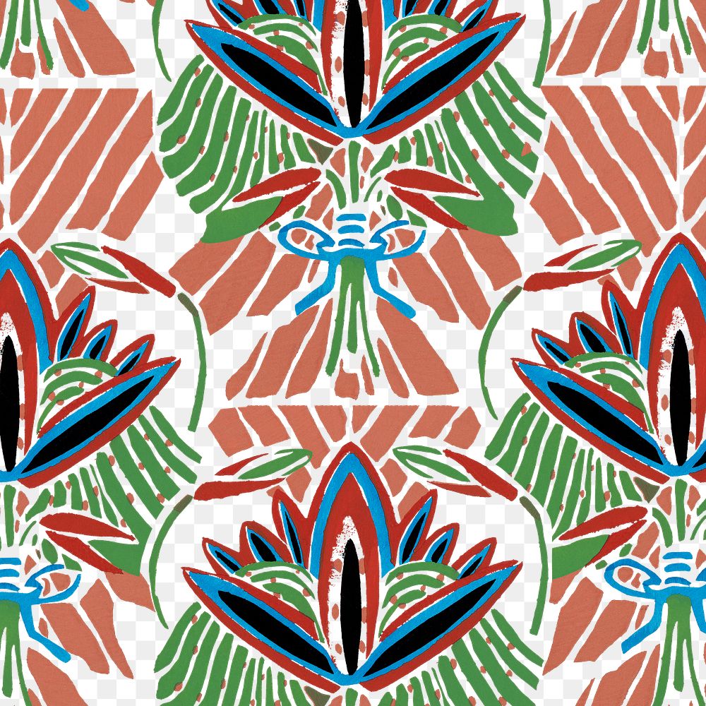 Vintage botanical png pattern, E. A. Séguy Art Nouveau transparent background, remixed by rawpixel
