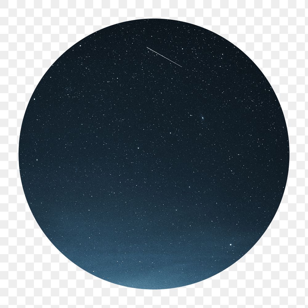 Shooting star png on starry sky badge sticker, aesthetic photo, transparent background