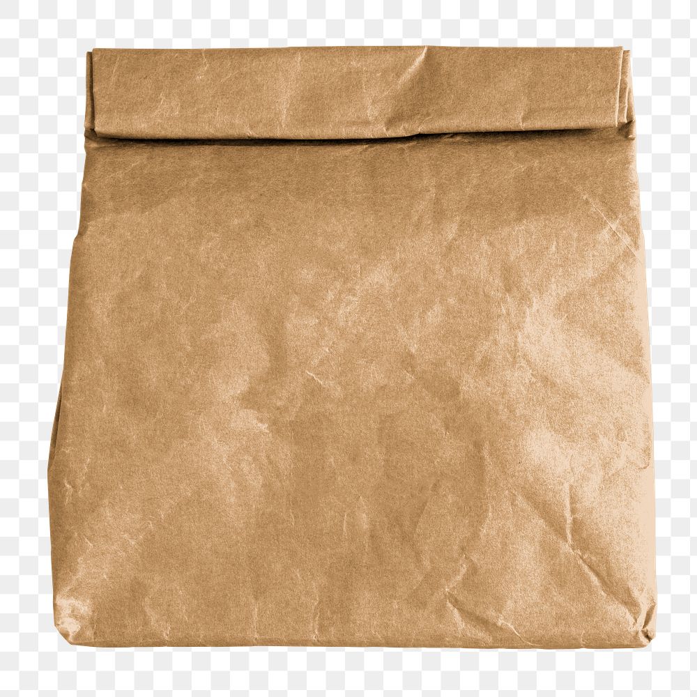 Brown paper bag sticker, transparent background