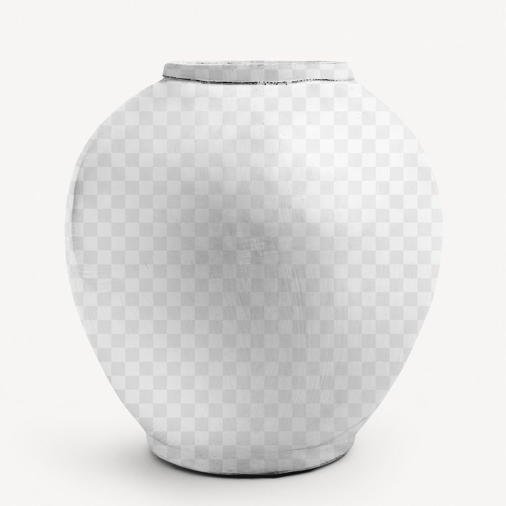 Clay vase png transparent mockup