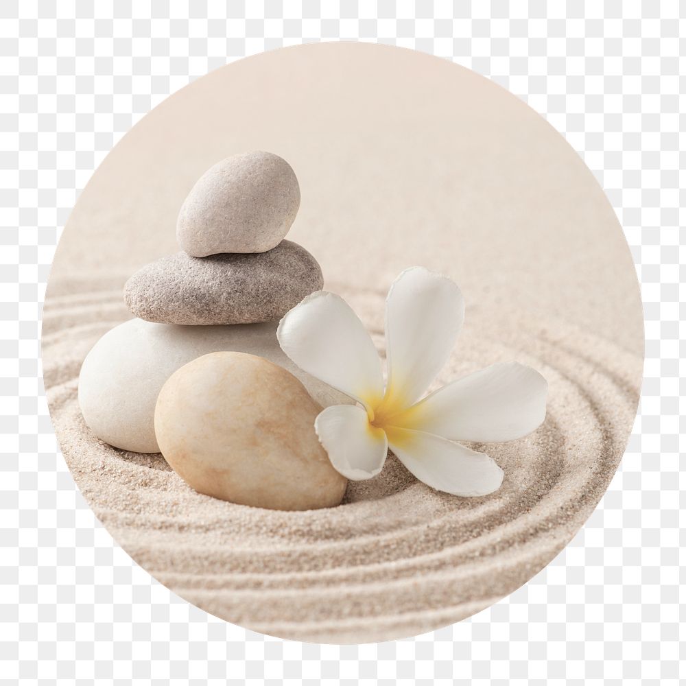 Zen stones png badge sticker, wellness photo, transparent background