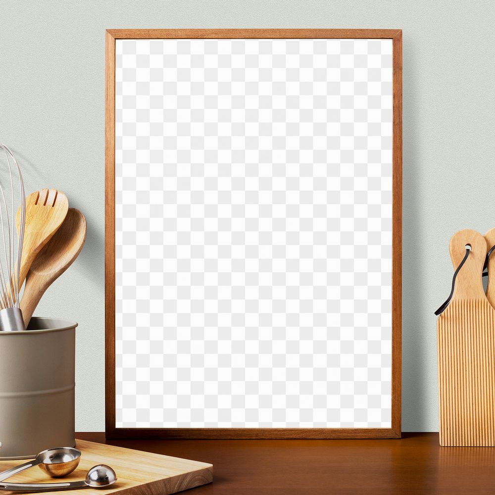 Picture frame png mockup, kitchen decoration, transparent design