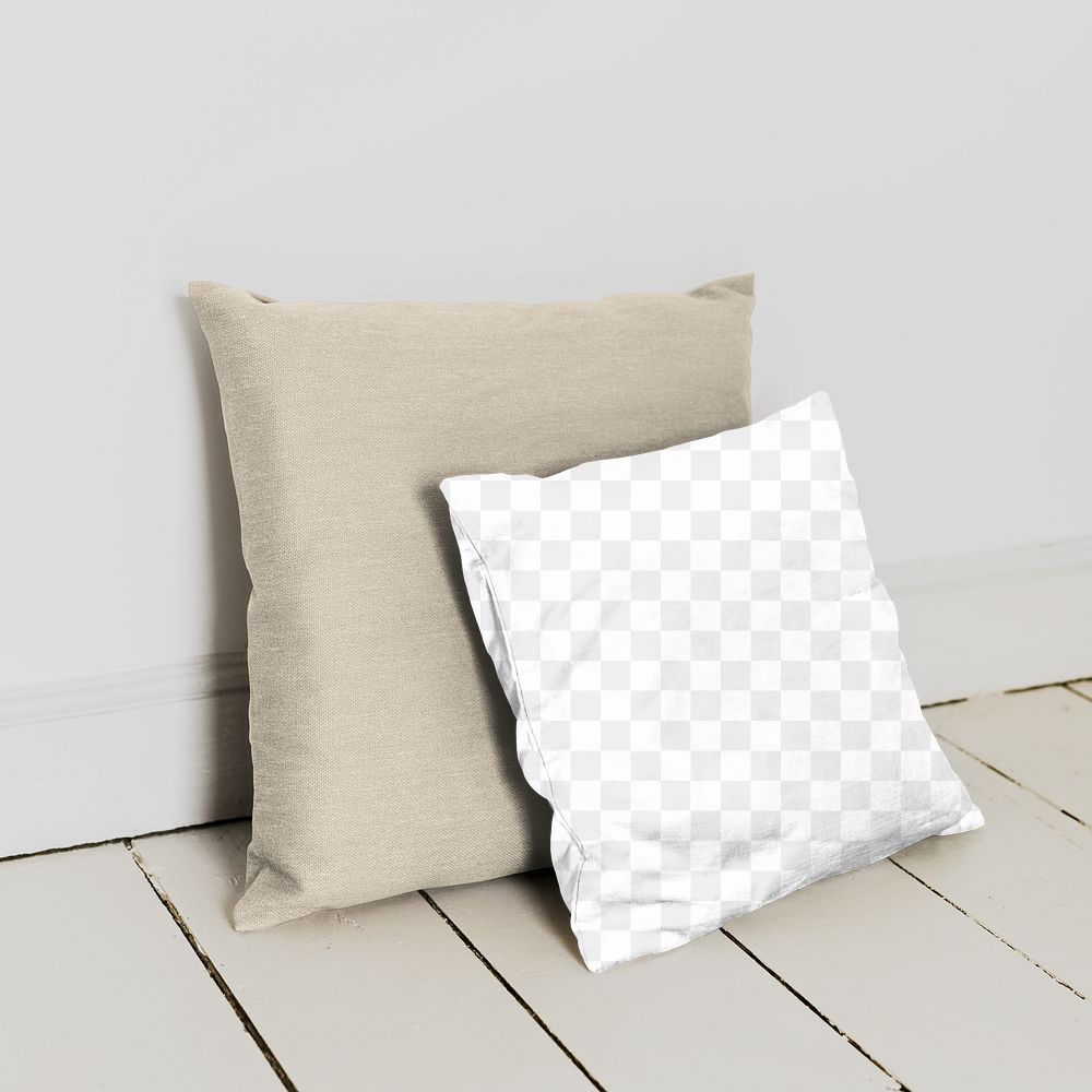 Cushion cover png mockup, transparent pillow case