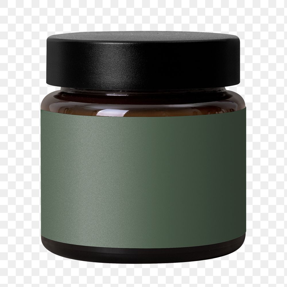 Png skincare jar label sticker, transparent background