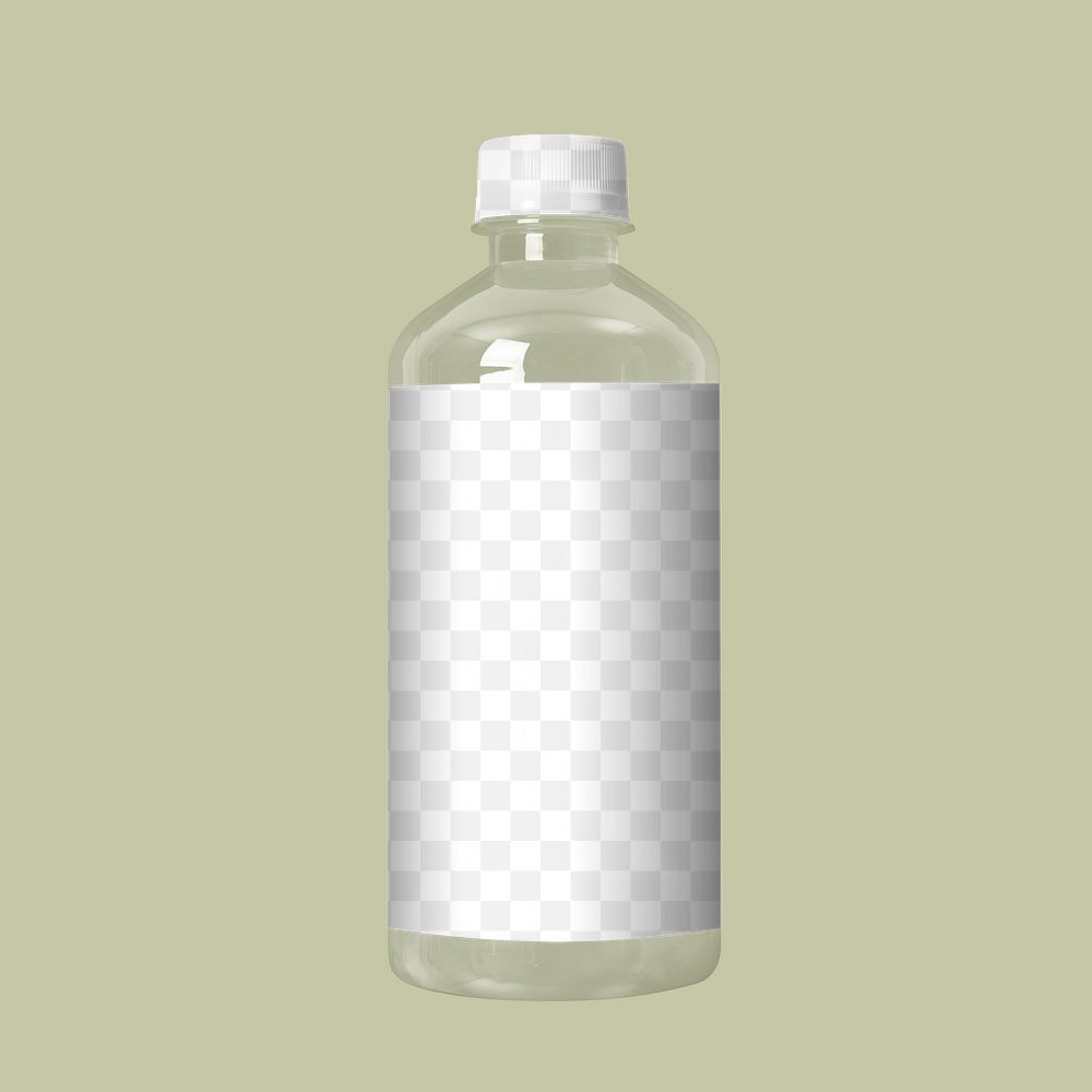 Water bottle png label mockup, transparent design