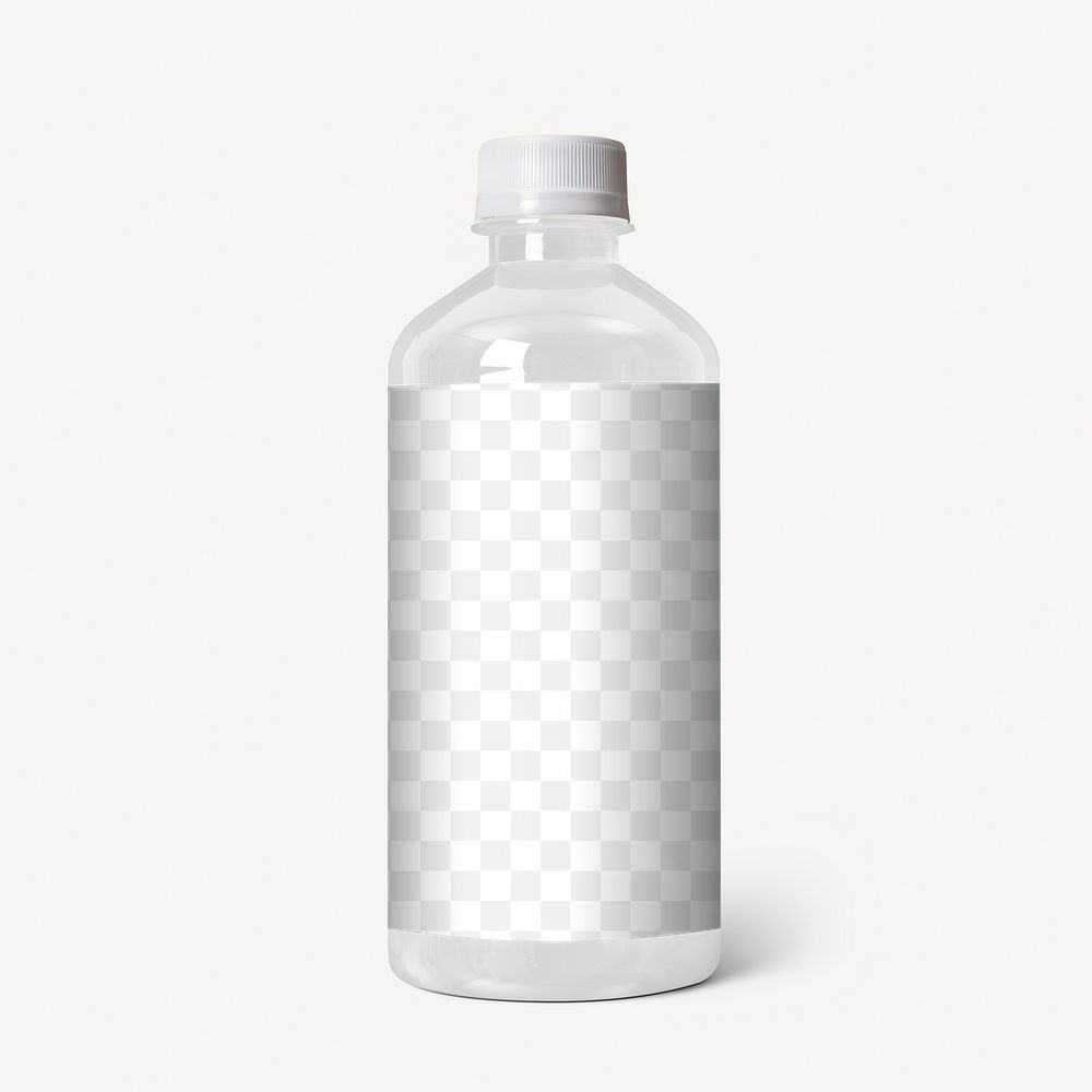 Water bottle png label mockup, transparent design