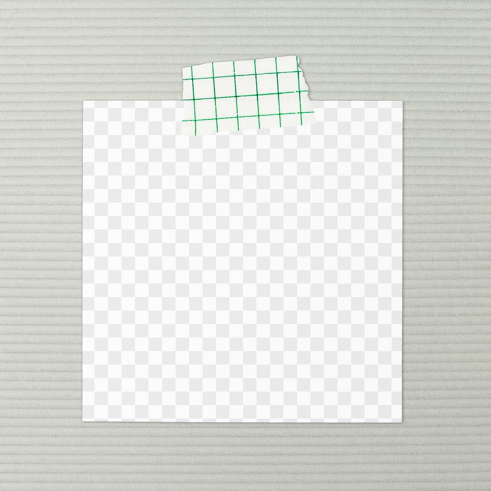 Png cute note paper mockup, green stationery, transparent design