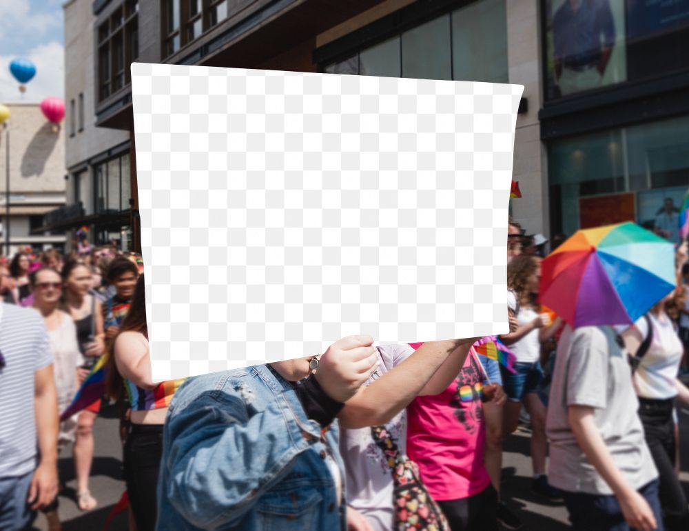 Protest sign png mockup, transparent design