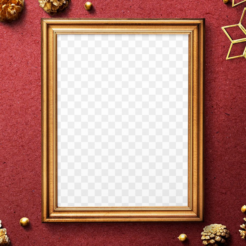 Png Christmas photo frame mockup, editable transparent design