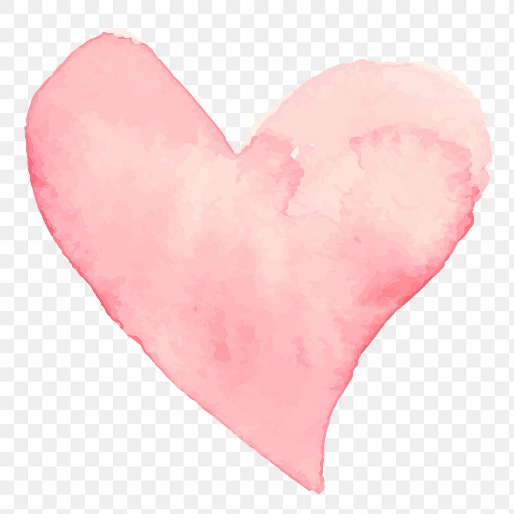 Pink watercolor heart png sticker, transparent background