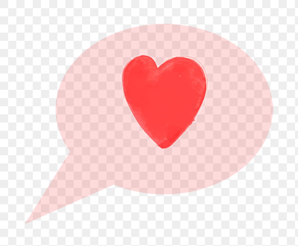 Heart speech bubble png sticker, transparent background