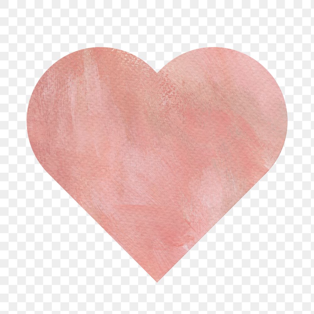 Pink watercolor heart png sticker, transparent background