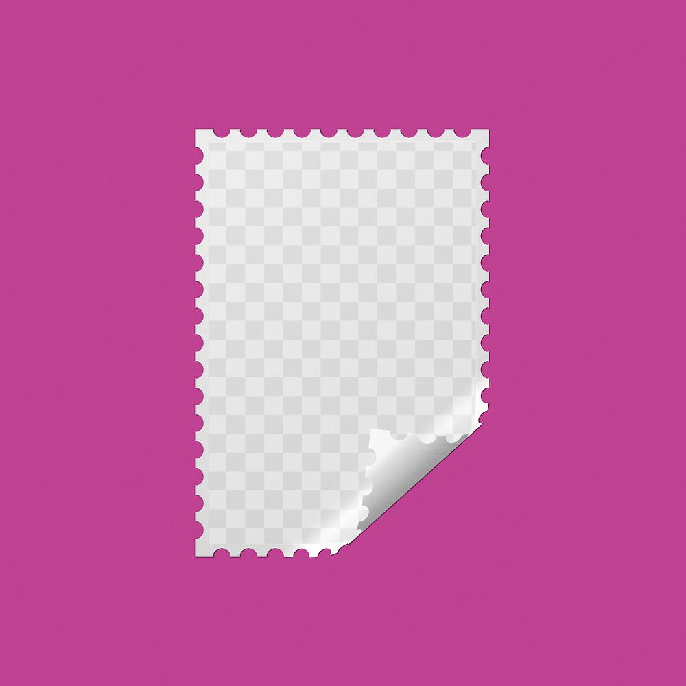 Postage stamp png transparent mockup, realistic paper