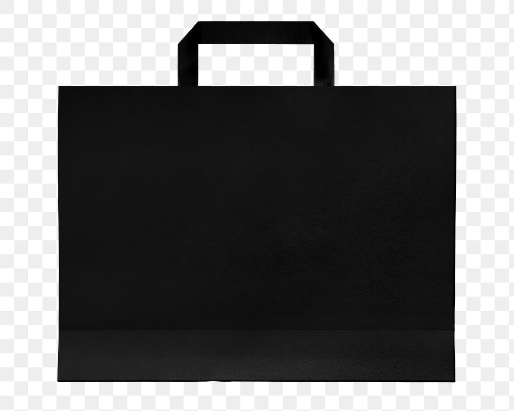 Png black shopping bag sticker, transparent background