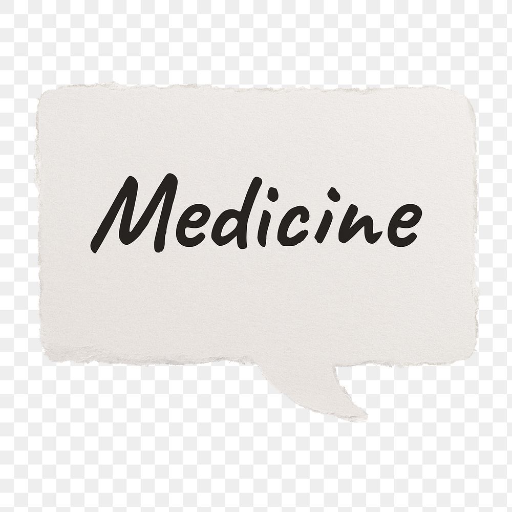 Medicine png typography sticker, speech bubble on transparent background