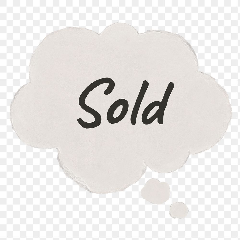 Sold png speech bubble typography sticker on transparent background