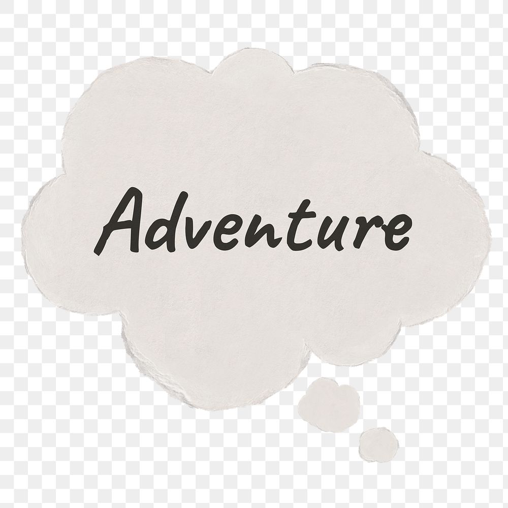 Png adventure speech bubble, paper craft, aesthetic journal collage element on transparent background