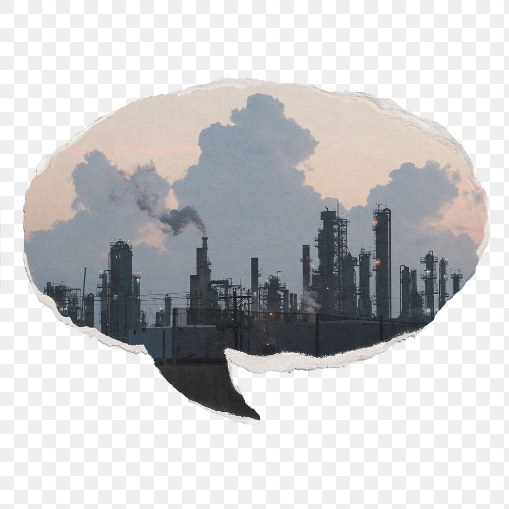 Air pollution png paper speech bubble sticker, environment concept on transparent background