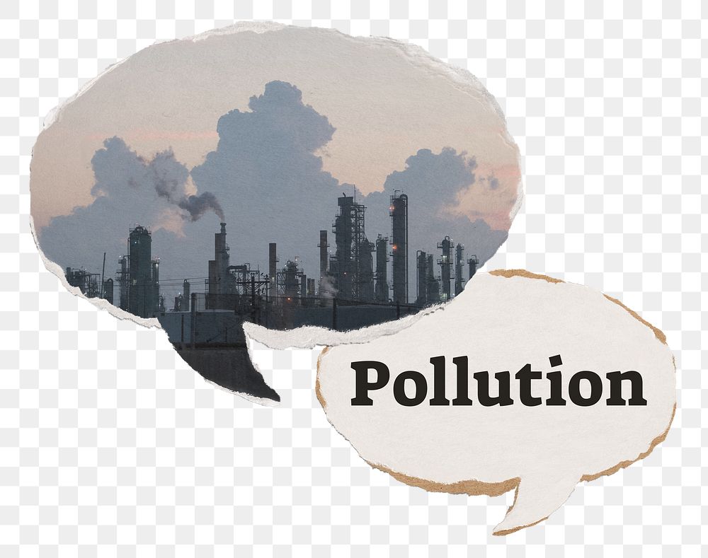 Air pollution png paper speech bubble, global warming concept on transparent background
