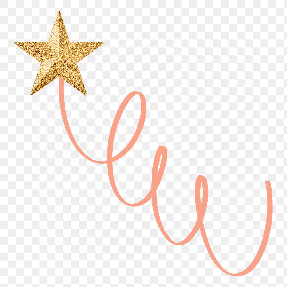 Gold star doodle png sticker, transparent background
