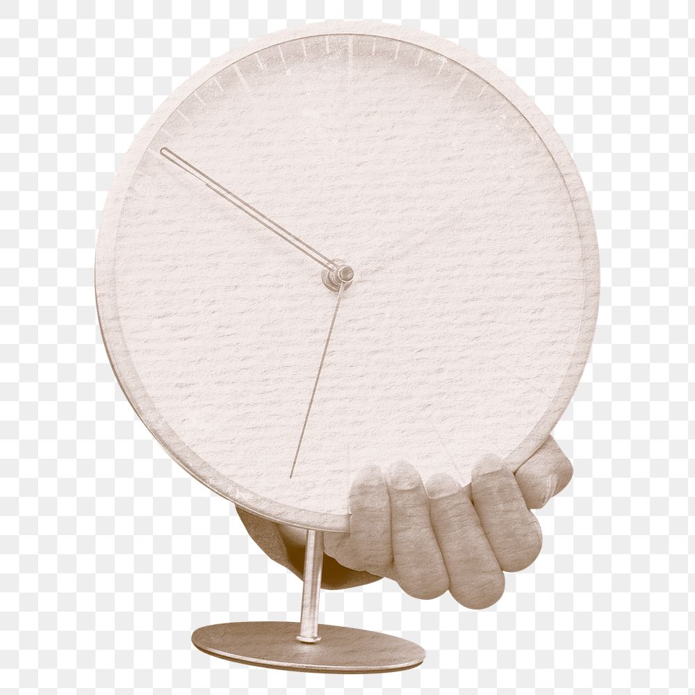 Hand holding clock png sticker, transparent background
