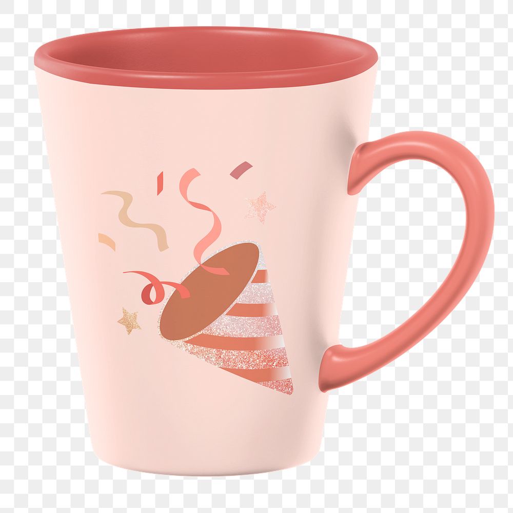 Pink ceramic mug png sticker, transparent background