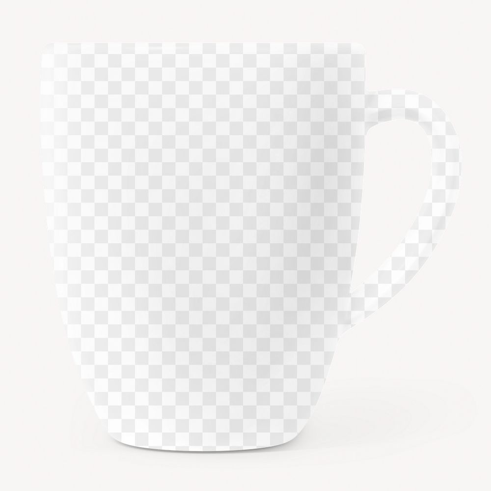 Ceramic coffee png mug mockup, transparent design