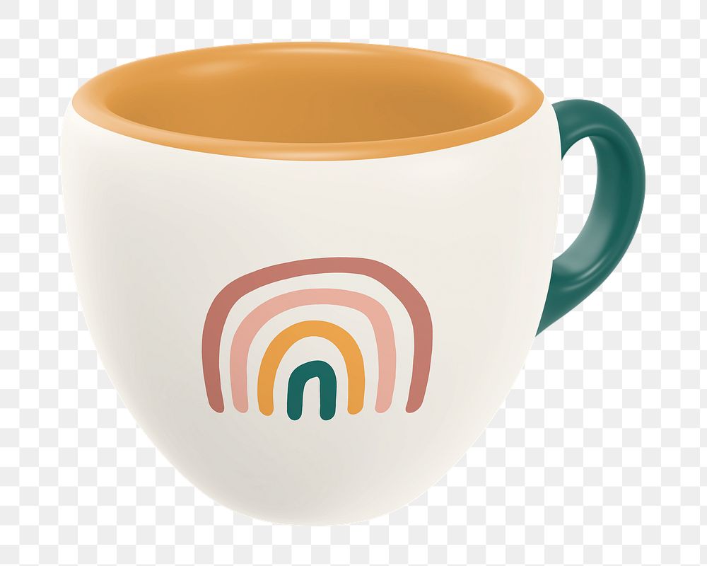 Rainbow espresso cup png sticker, transparent background
