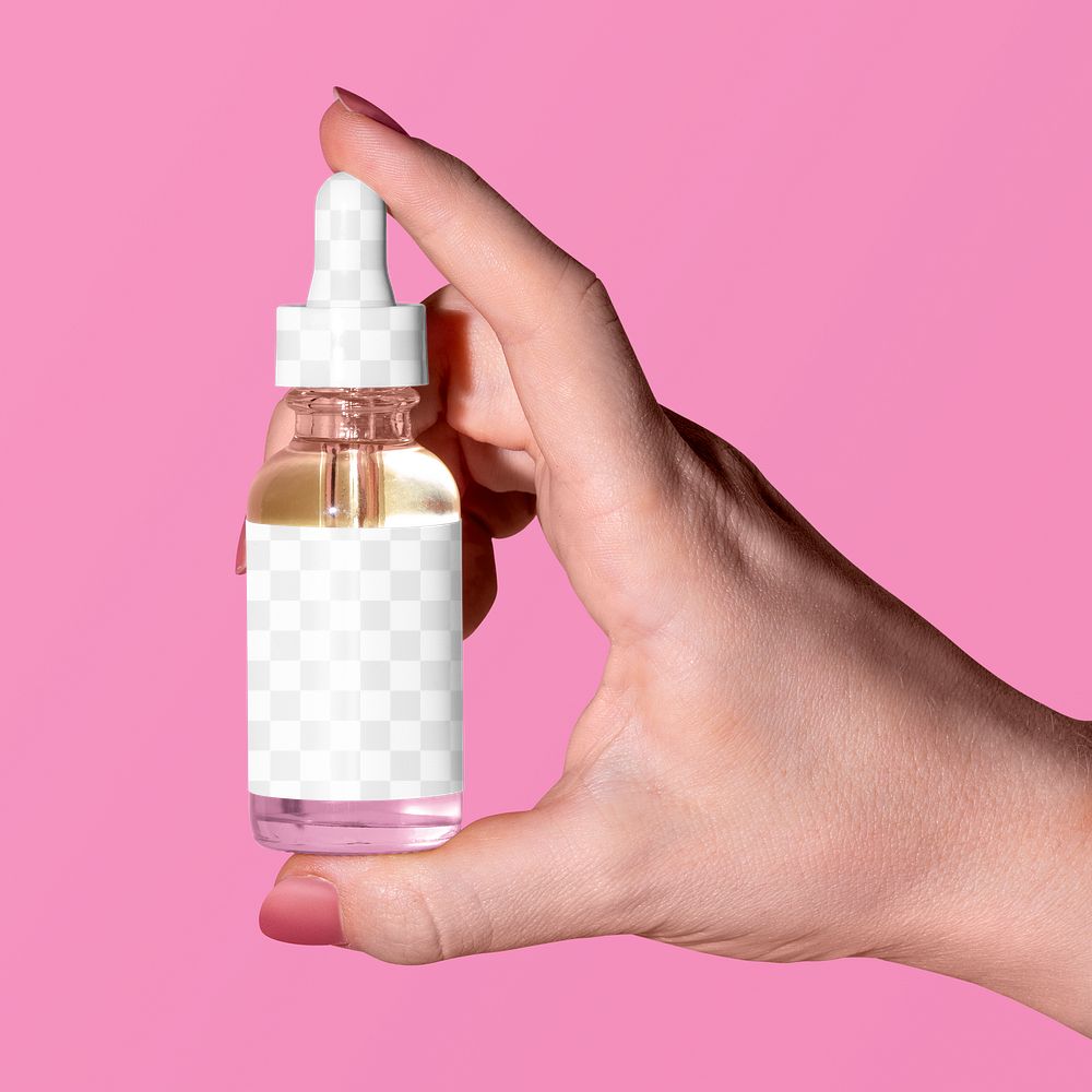 Dropper bottle png mockup, transparent label