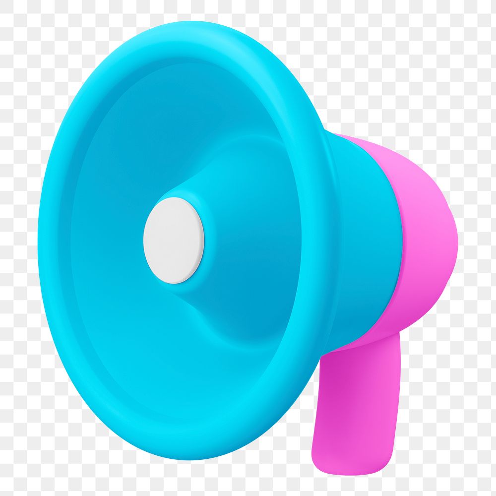 Cute megaphone png sticker, 3D rendering, transparent background