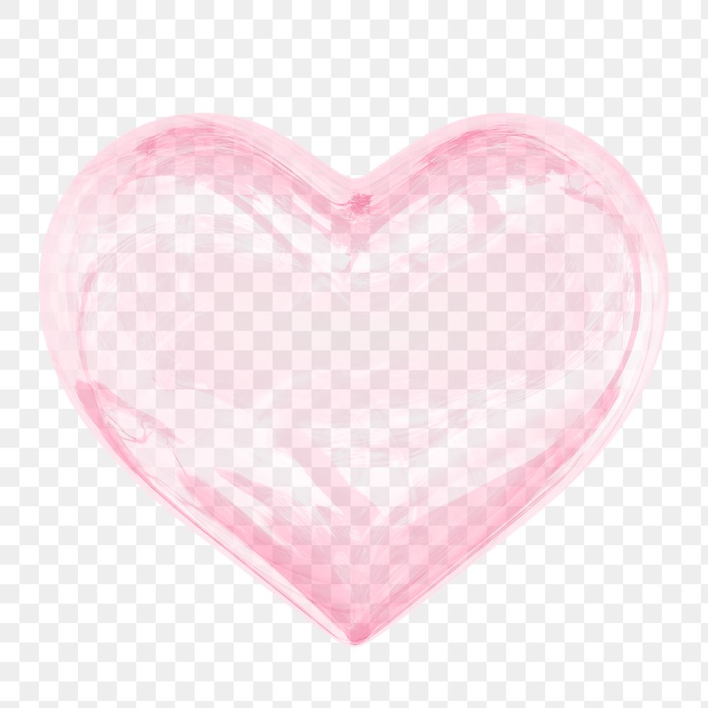 Glossy heart png sticker, 3D rendering, transparent background
