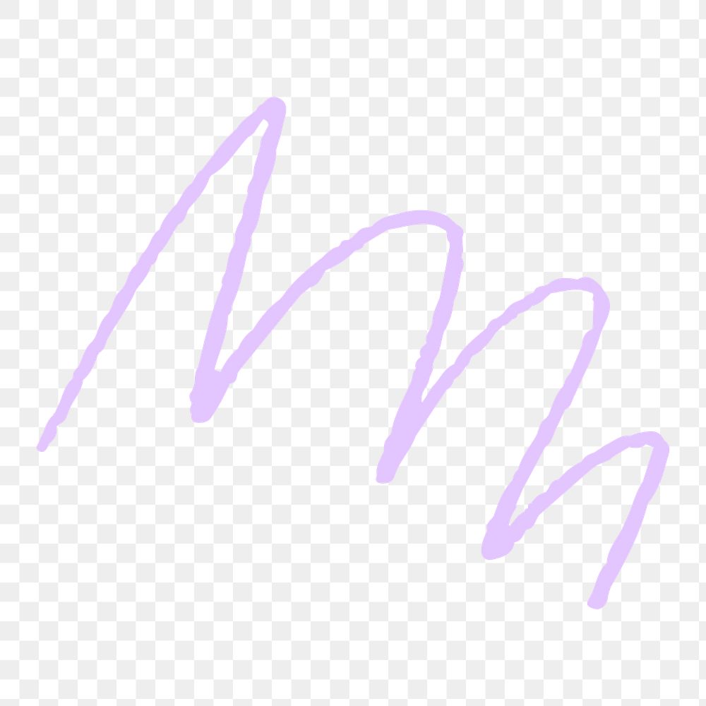 Scribble line png sticker, purple design, transparent background