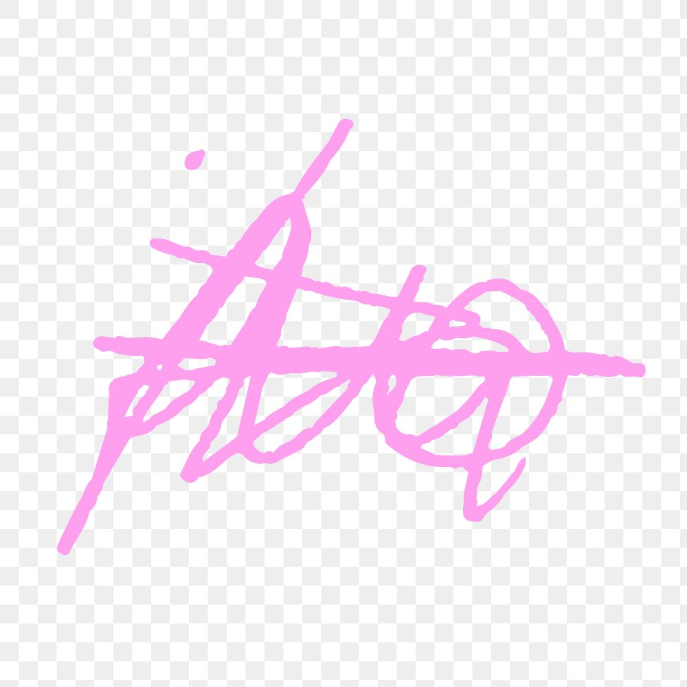 Png scribble line sticker, pink design, transparent background