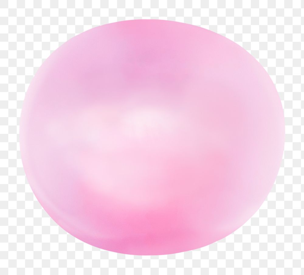 Png bubble gum sticker, 3D rendering, transparent background