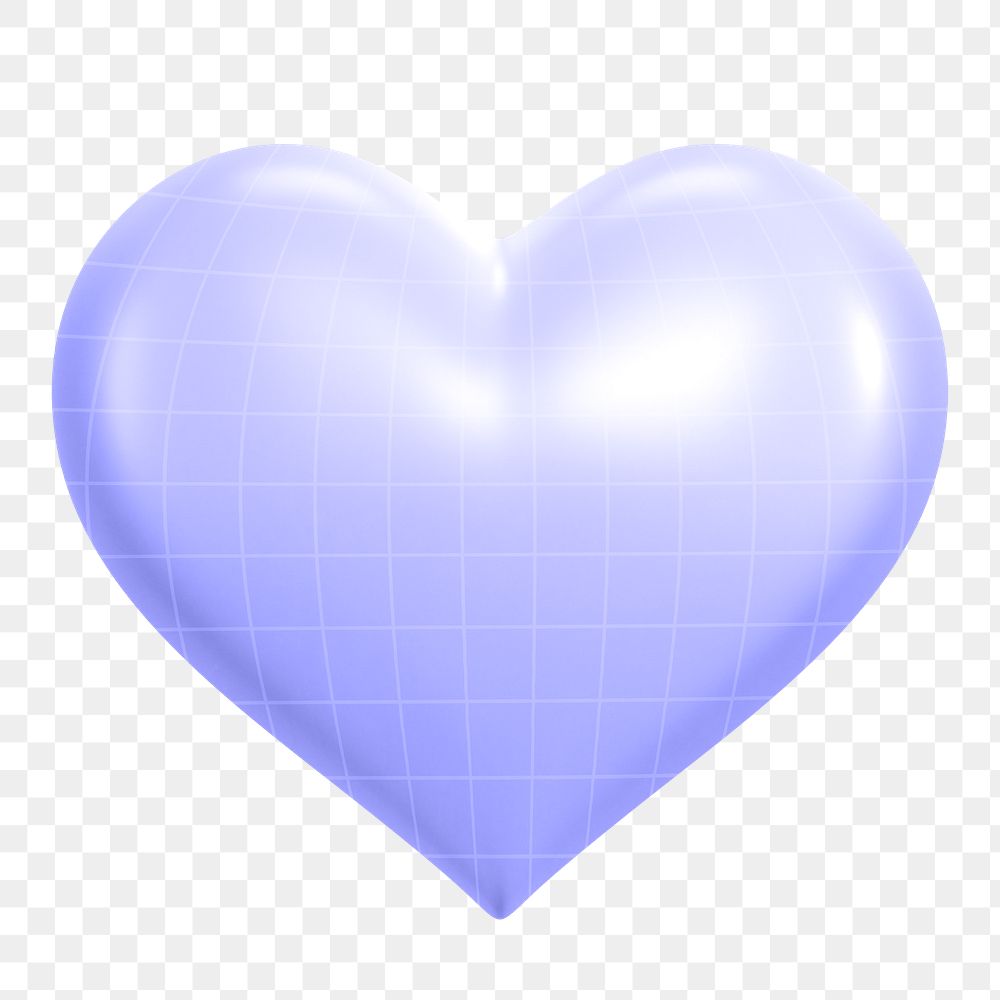 Blue heart png sticker, 3D rendering, transparent background