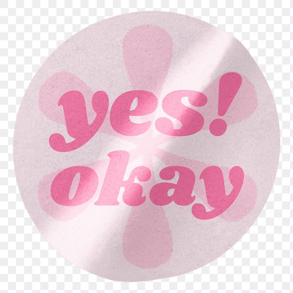 Png cute pink round sticker, transparent background