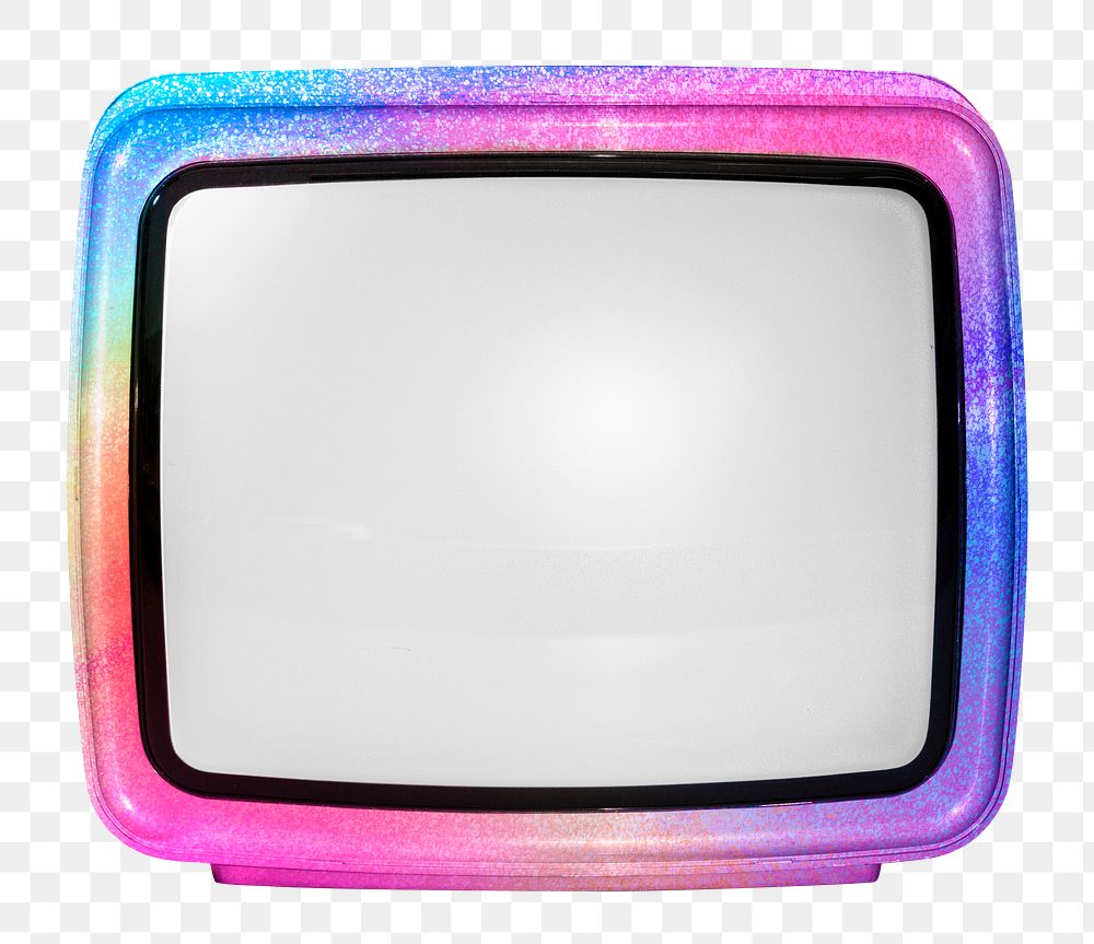 Png colorful retro TV sticker, transparent background