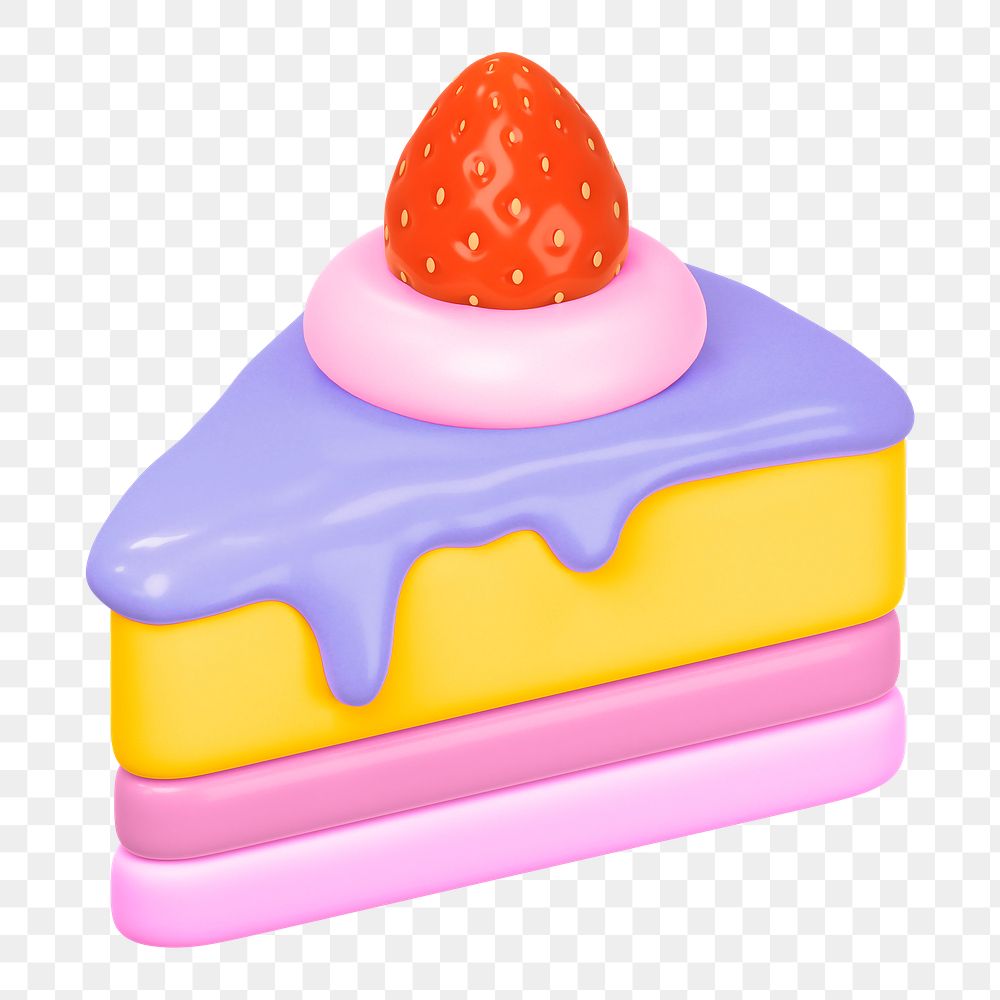 Png cute cake sticker, 3D rendering, transparent background