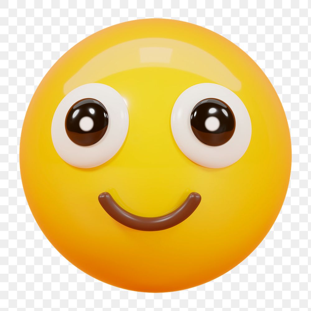 Png smiling face emoji sticker, 3D rendering, transparent background