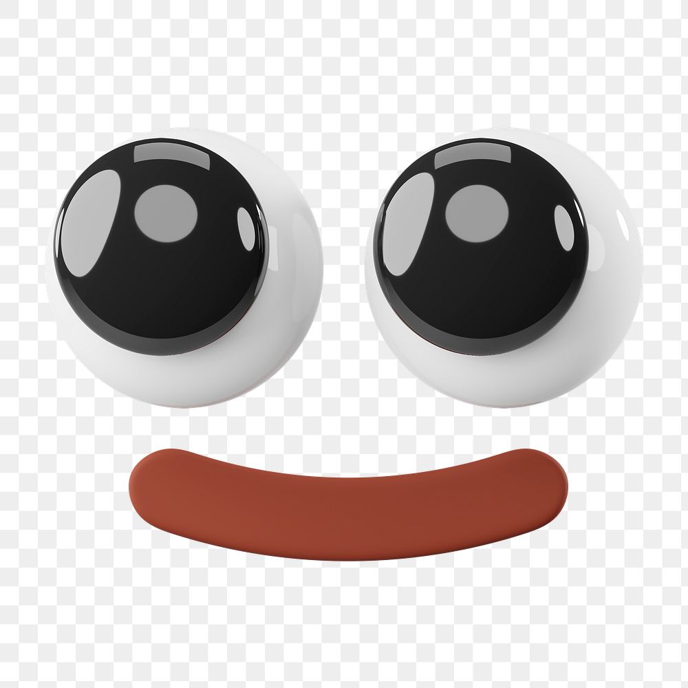 Png smiling face emoji sticker, 3D rendering, transparent background
