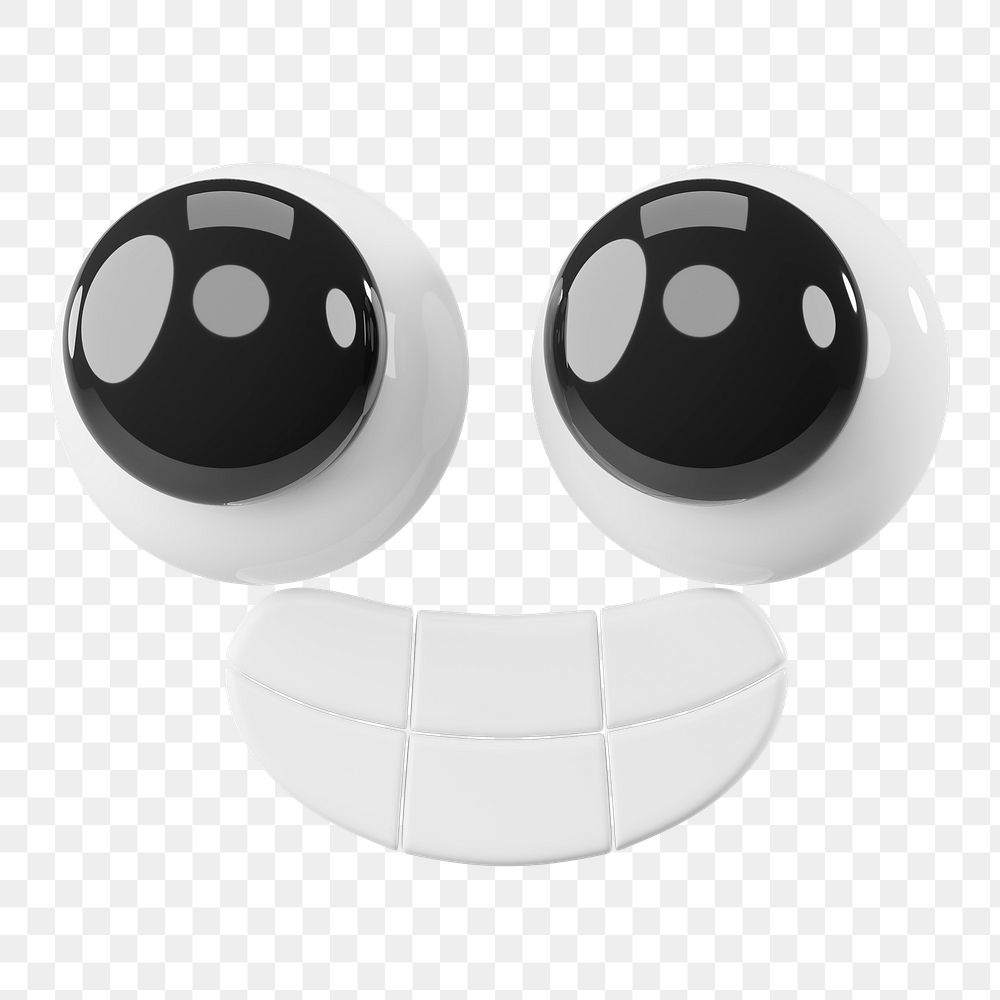 Png happy face emoji sticker, 3D rendering, transparent background