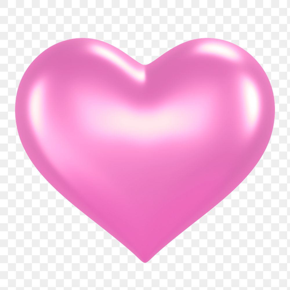 Pink heart png sticker, 3D rendering, transparent background