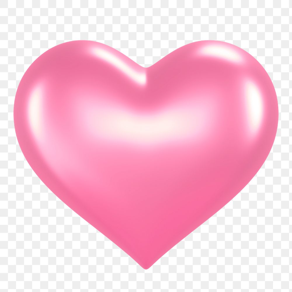 Pink heart png sticker, 3D rendering, transparent background