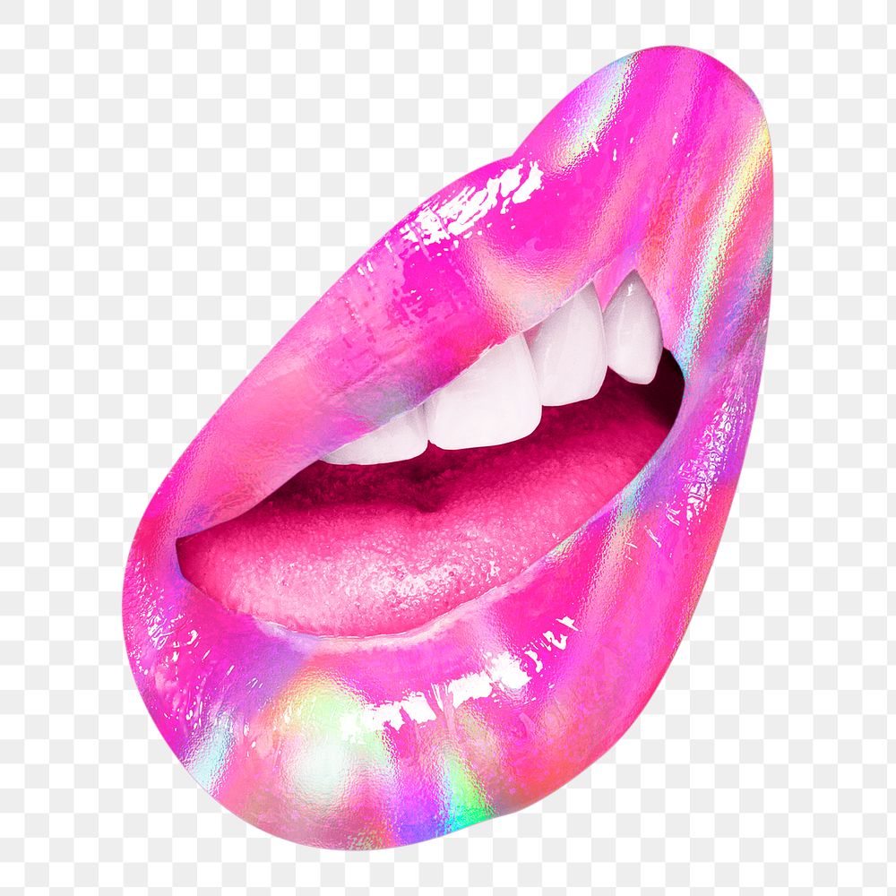 Png pink lips sticker, funky design, transparent background