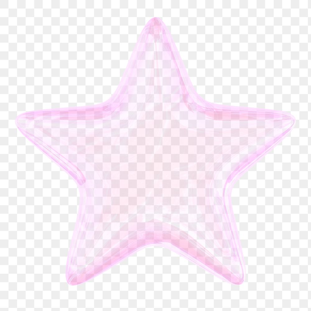 Png glossy star sticker, 3D rendering, transparent background