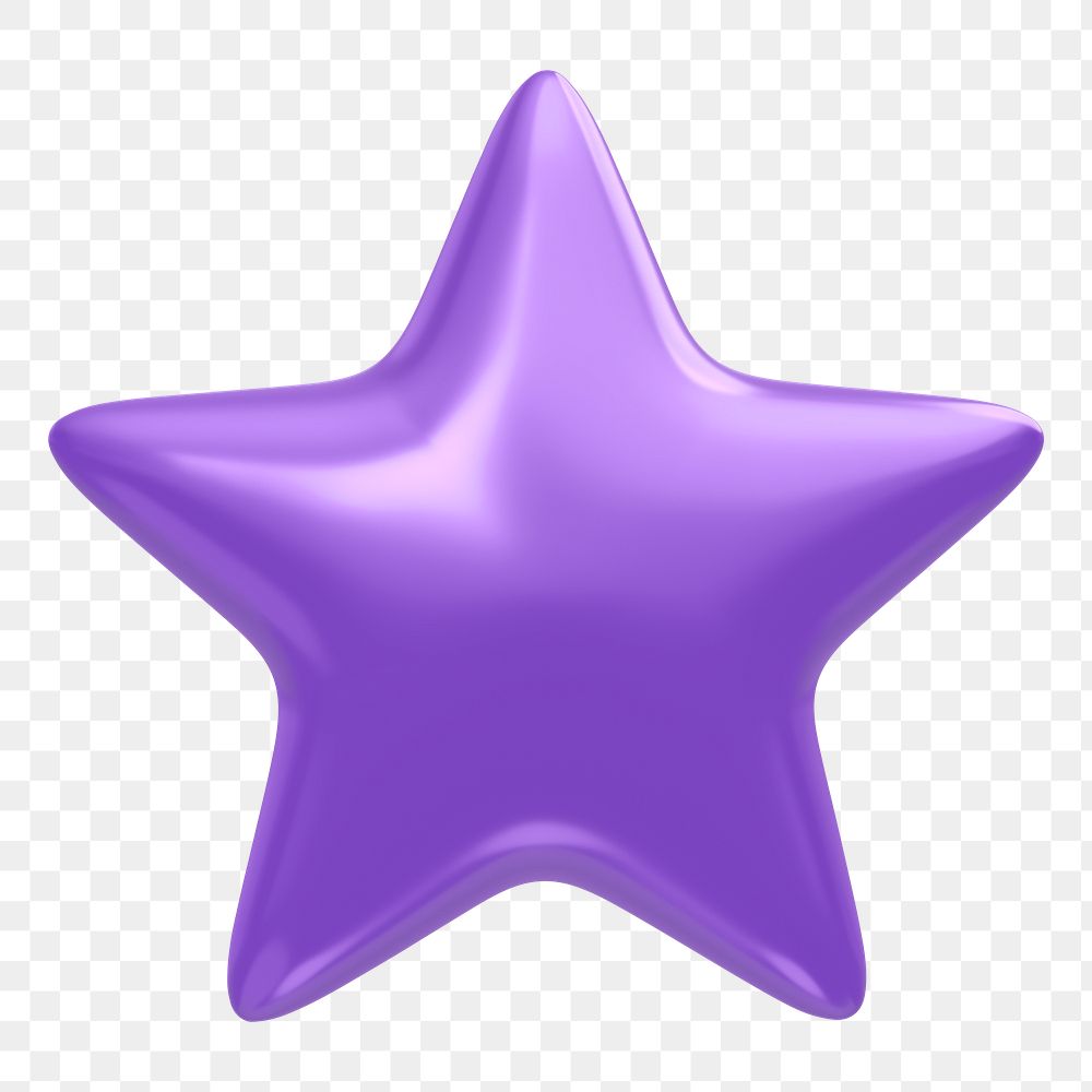 Purple star png sticker, 3D rendering, transparent background