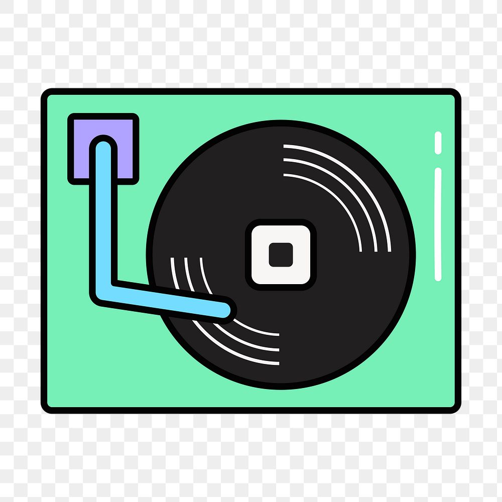 Png vinyl record icon sticker, transparent background