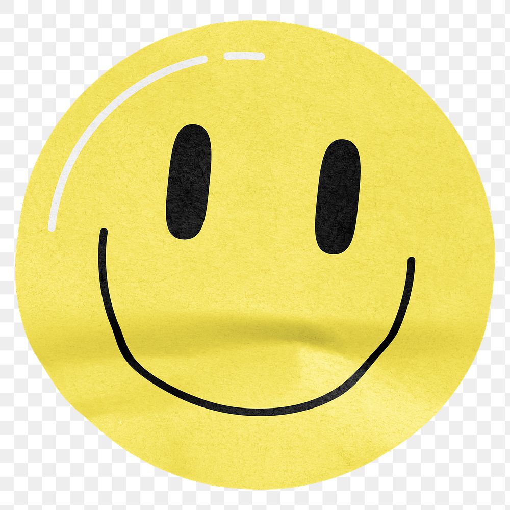 Yellow smiling emoticon png, transparent background