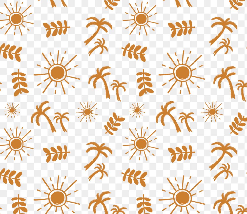 Tropical pattern png sticker, brown collage element on transparent background