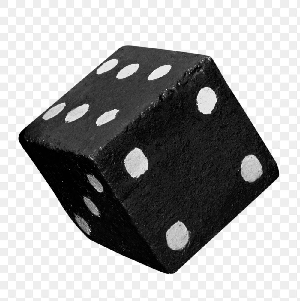 Black dice png sticker, transparent background